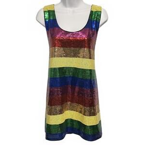 Rainbow Sequin Party Tank with Racerback, Size 3X